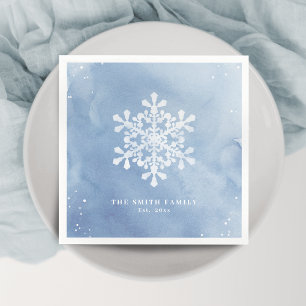 Kunstmatige Waterverf Snowflake Blue Kerstmis Servet
