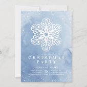 Kunstmatige Waterverf Snowflake Blue Kerstparty Kaart (Voorkant)