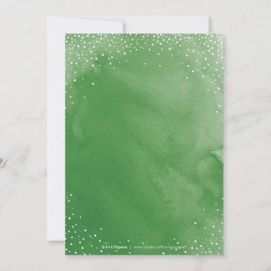 Kunstmatige Waterverf Snowflake Green-kerstkaart Kaart (Achterkant)