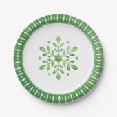 Kunstmatige Waterverf Snowflake Green Kerstmis Papieren Bordje (Voorkant)