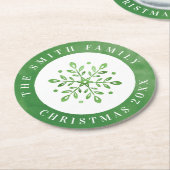 Kunstmatige Waterverf Snowflake Green Kerstmis Ronde Kartonnen Onderzetter (Gebogen)