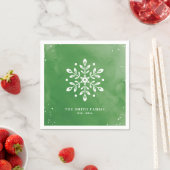 Kunstmatige Waterverf Snowflake Green Kerstmis Servet (Insitu)