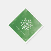 Kunstmatige Waterverf Snowflake Green Kerstmis Servet (Hoek)