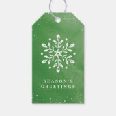 Kunstmatige Waterverf Snowflake groene kerst Cadeaulabel (Voorkant)