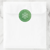 Kunstmatige Waterverf Snowflake groene kerst Ronde Sticker (Tas)