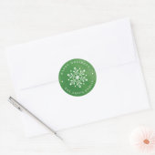Kunstmatige Waterverf Snowflake groene kerst Ronde Sticker (Envelop)