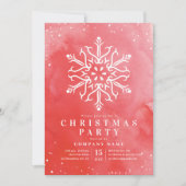 Kunstmatige Waterverf Snowflake Red Kerstparty Kaart (Voorkant)