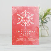 Kunstmatige Waterverf Snowflake Red Kerstparty Kaart (Staand voorkant)
