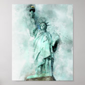Kunstmatige Waterverf Vrijheidsbeeld Poster (Voorkant)