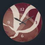 Kunstmatige Waterverf| Wijn-kastanje en -room Grote Klok<br><div class="desc">De moderne artistieke klok heeft een uniek artistiek ontwerp in een geweerkasteel met kastanjebruin, beige van het roos en roomivoren accenten. Geïnspireerd door natuur, is deze abstracte samenstelling gebaseerd op combinaties van herhaalde abstractste vormen en ontwerpelementen die op een wijngekleurde achtergrond overlappen en een interessant organisch abstract ontwerp vormen. Een...</div>