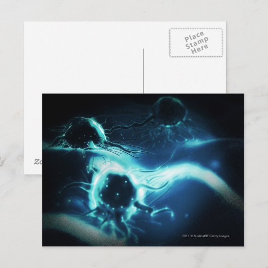 Kunstmatige weergave van kankercellen briefkaart (Voorkant / Achterkant)