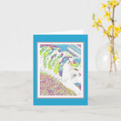 Kunstmatige  Witte Kat Illustratie Kaart (Gele Bloem)