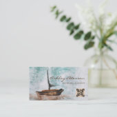 Kunstmatige  zeilboot met zeebaars QR-code Visitekaartje (Staand voorkant)