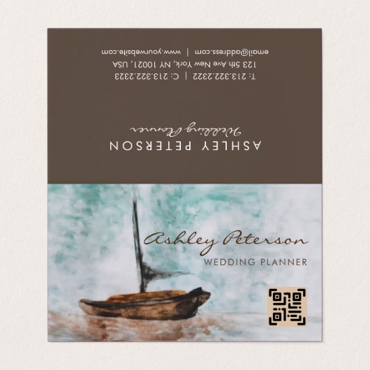 Kunstmatige  zeilboot met zeehondenvangst visitekaartje (Buitenkant ongevouwen)