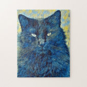 Kunstmatige zwarte kat in Blue Puzzle Legpuzzel (Verticaal)