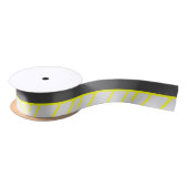 Kunstmatige zwarte neongele moderne strepen satijnen lint (Spoel)
