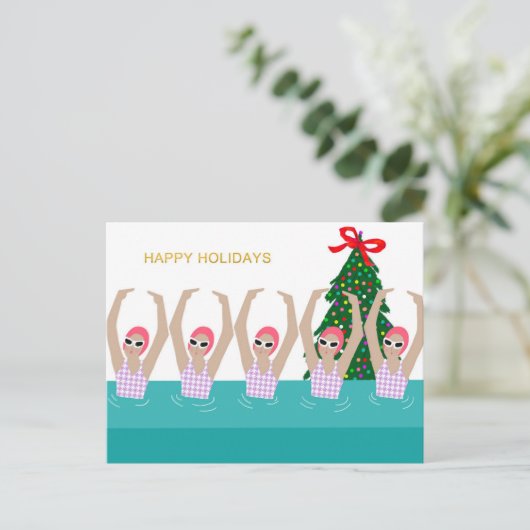 Kunstmatige zwemmers Illustratie kerstfeestdag Briefkaart (Staand voorkant)