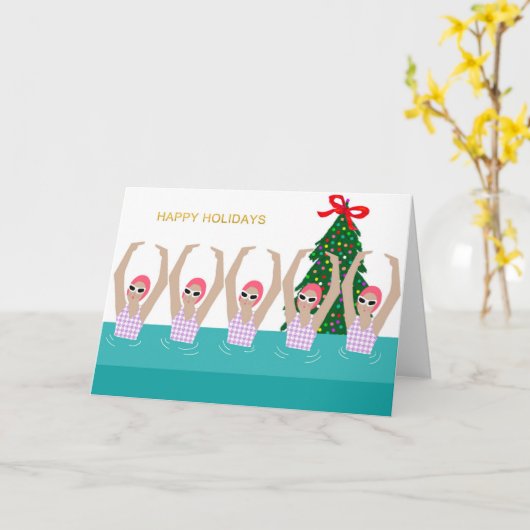 Kunstmatige zwemmers Illustratie kerstfeestdag Kaart (Gele Bloem)