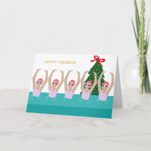Kunstmatige zwemmers Illustratie kerstfeestdag Kaart