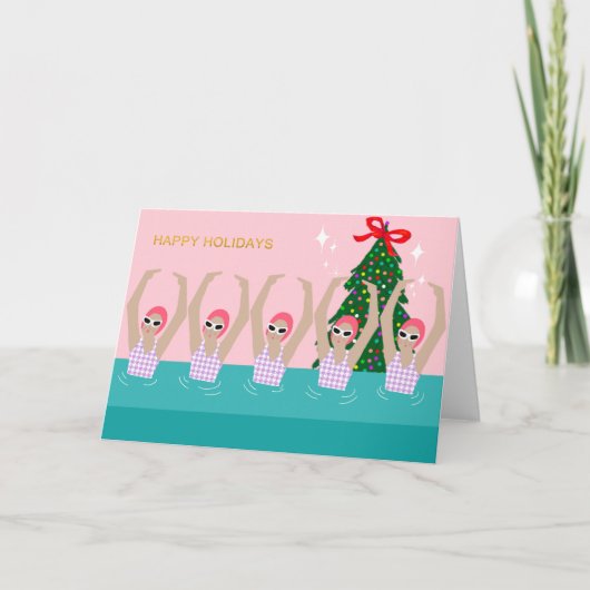Kunstmatige zwemmers Illustratie kerstfeestdag Kaart (Voorkant)