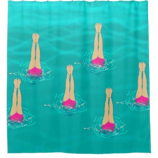 Kunstmatige zwemzwemmers onder water douchegordijn (Voorkant)