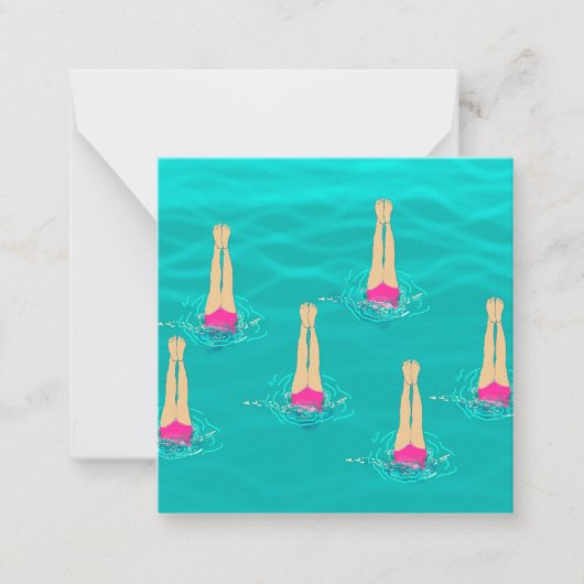 Kunstmatige zwemzwemmers onder water notitiekaartje (Voorkant)