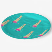 Kunstmatige zwemzwemmers onder water papieren bordje (Gekanteld)