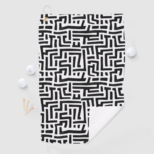 Kunstmazingspatroon voor zwart-wit en witte Pop Golfhanddoek (Insitu)