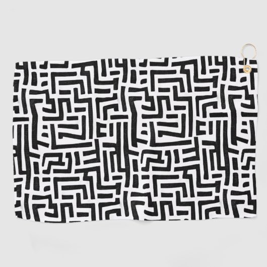 Kunstmazingspatroon voor zwart-wit en witte Pop Golfhanddoek (Horizontaal)