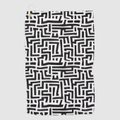 Kunstmazingspatroon voor zwart-wit en witte Pop Golfhanddoek (Voorkant)