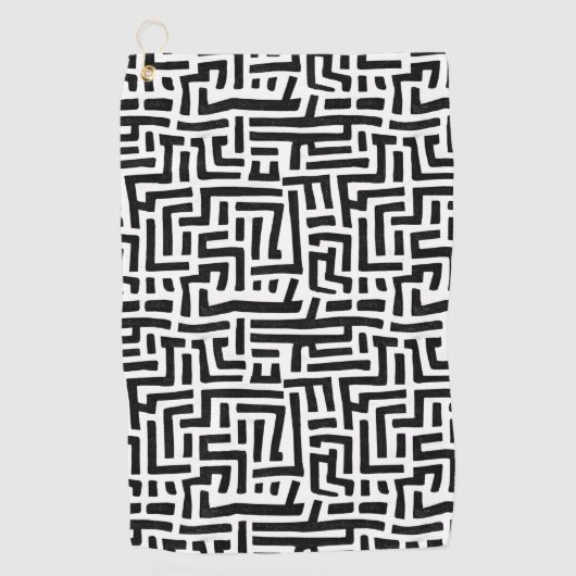 Kunstmazingspatroon voor zwart-wit en witte Pop Golfhanddoek (Voorkant)