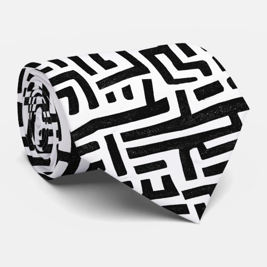 Kunstmazingspatroon voor zwart-wit en witte Pop Stropdas (Opgerold)