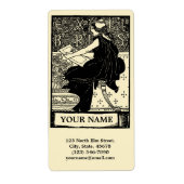 kunstmeisje dat ex - libris - label schrijft (Voorkant)