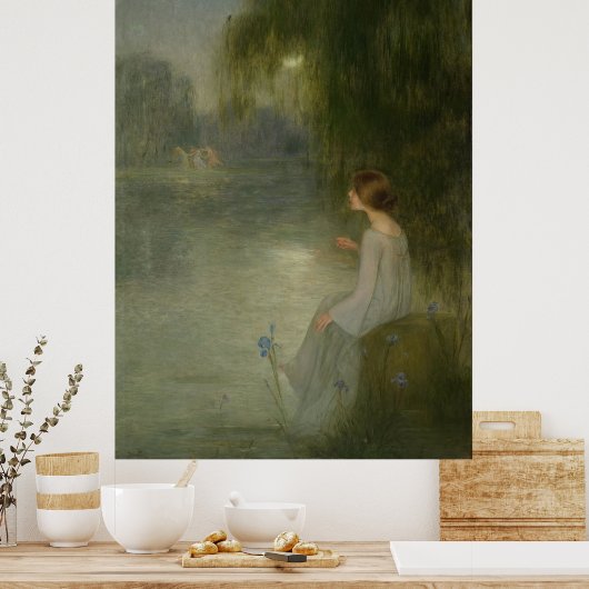  kunstmeisje in maanlicht poster (Keuken)