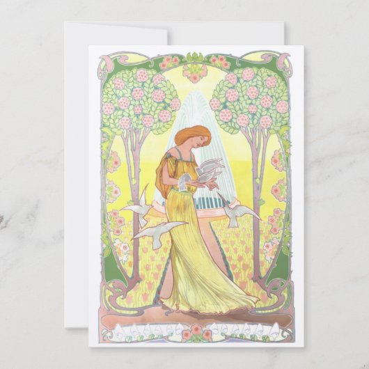  kunstmeisje met duiven Hartelijk dank Bedankkaart (Voorkant)