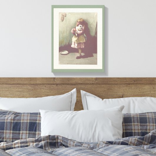   kunstmeisje met Kitten Canvas Afdruk (Insitu (Slaapkamer))