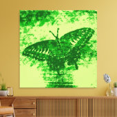 Kunstmonet met groene vlinder schilderen canvas afdruk (Insitu (Woonkamer))