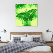 Kunstmonet met groene vlinder schilderen canvas afdruk (Insitu (Slaapkamer))