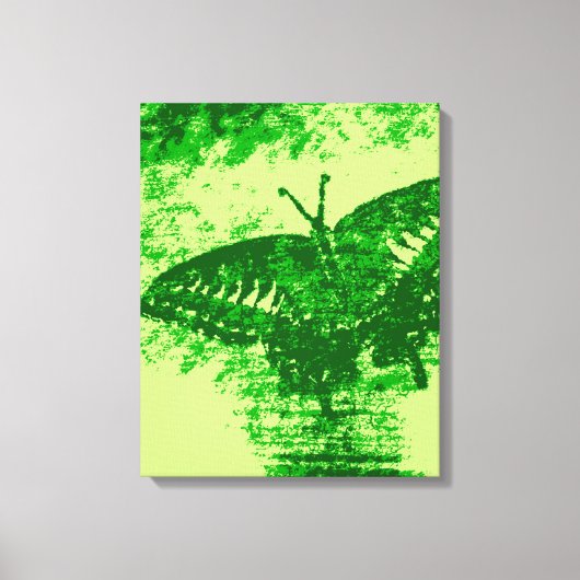 Kunstmonet met groene vlinder schilderen canvas afdruk (Voorkant)