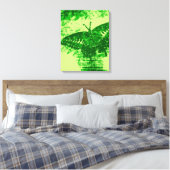 Kunstmonet met groene vlinder schilderen canvas afdruk (Insitu (Slaapkamer))