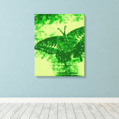 Kunstmonet met groene vlinder schilderen canvas afdruk (Insitu (Houten vloer))