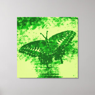 Kunstmonet met groene vlinder schilderen canvas afdruk