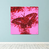 Kunstmonet voor rode vlinder canvas afdruk (Insitu (Houten vloer))