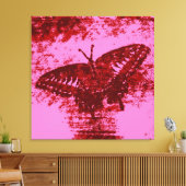 Kunstmonet voor rode vlinder canvas afdruk (Insitu (Woonkamer))