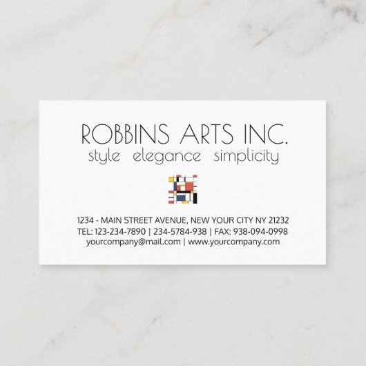 Kunstmonogram met neoplasticisme. С Visitekaartje (Achterkant)