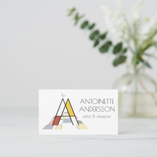 Kunstmonogram met neoplasticisme. Brief A Visitekaartje (Staand voorkant)