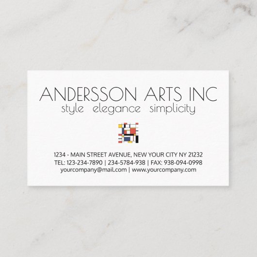 Kunstmonogram met neoplasticisme. Brief A Visitekaartje (Achterkant)