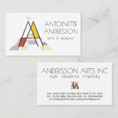 Kunstmonogram met neoplasticisme. Brief A Visitekaartje (Voorkant / Achterkant)