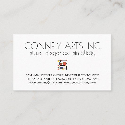 Kunstmonogram met neoplasticisme. Brief B Visitekaartje (Achterkant)