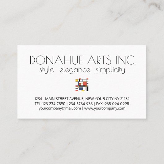 Kunstmonogram met neoplasticisme. Brief D Visitekaartje (Achterkant)